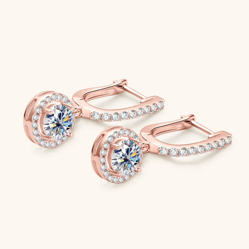 Circular Charm Moissanite Gold Plated Earrings
