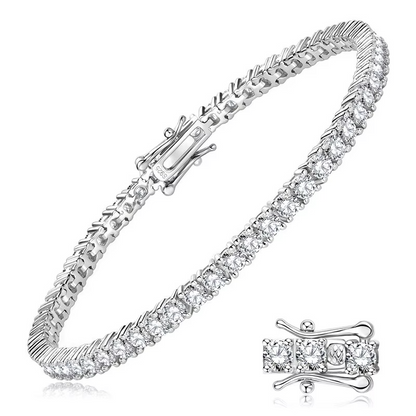 3mm Moissanite Rhodium Plated Tennis Bracelet