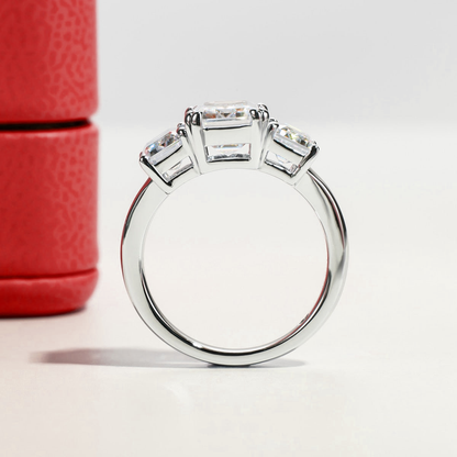 Trinity Emerald Cut Moissanite Gold Plated Ring