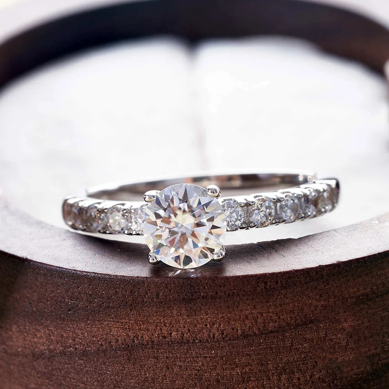 Moissanite Vertex Solitaire Ring 18k Gold Plated