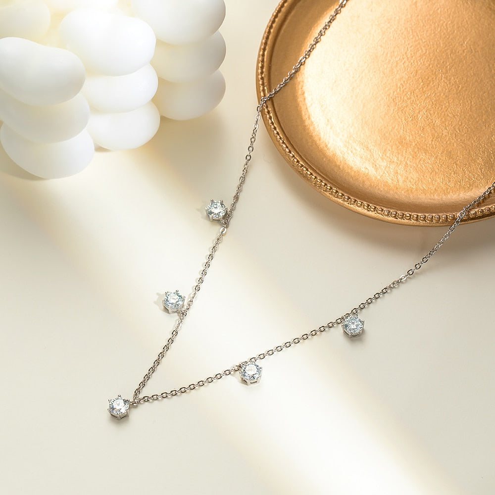 Colar Jasmin Moissanites em Prata - Loratta