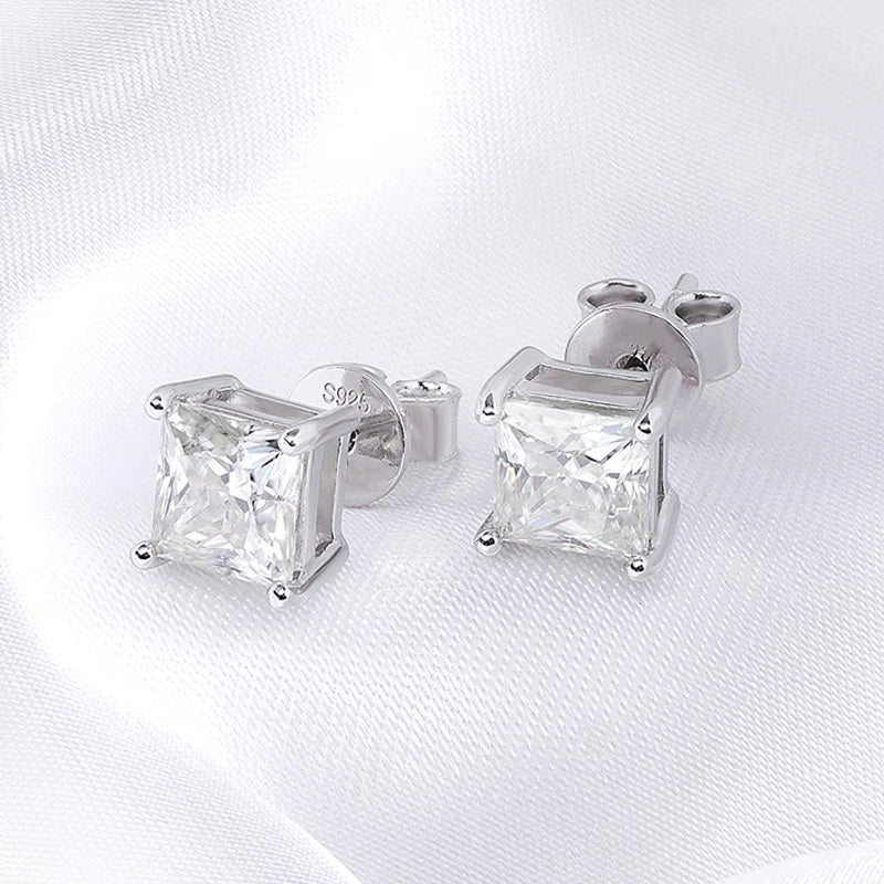 Royal Princess Cut Moissanite Gold Plated Earrings