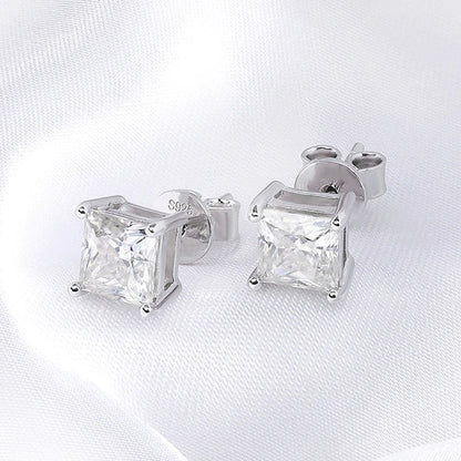 Royal Princess Cut Moissanite Gold Plated Earrings