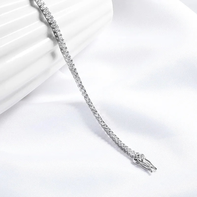 Bracelet Tennis en Moissanite 2mm Plaqué Rhodium