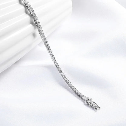 Bracelet Tennis en Moissanite 2mm Plaqué Rhodium