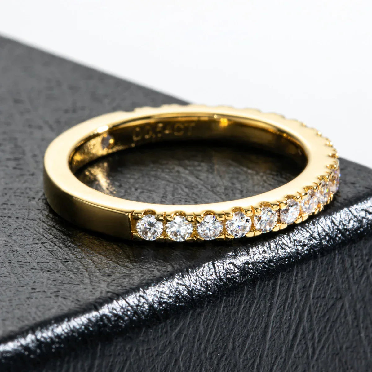 Round Cut Moissanite Gold Plated Half Eternity Ring