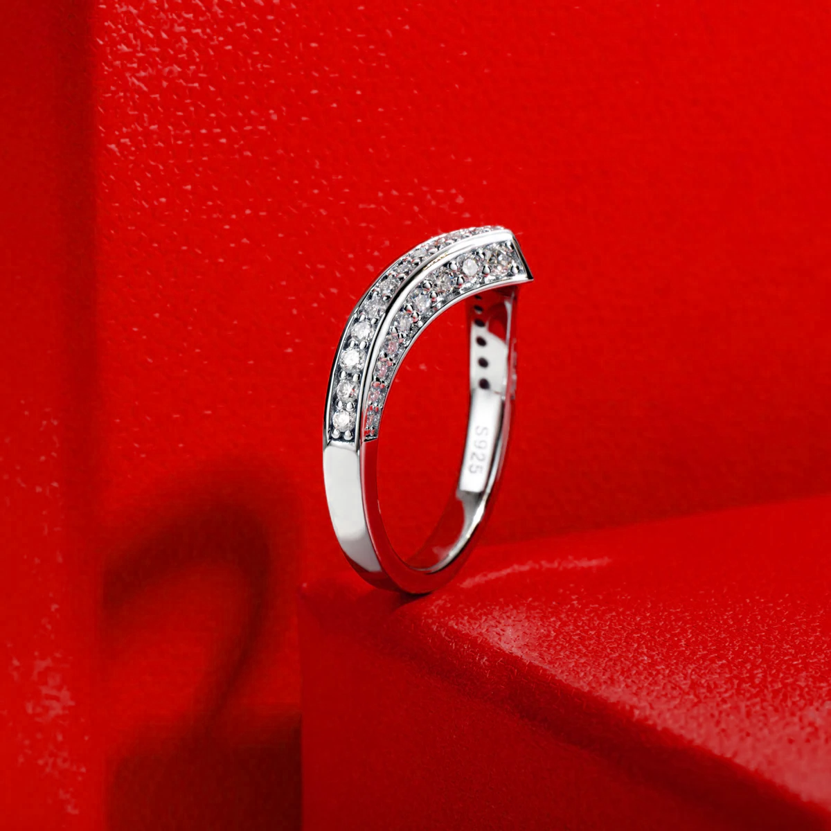 Venus V-Shape Pavé Moissanite Gold Plated Ring