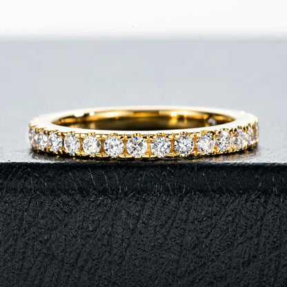 Round Cut Moissanite Gold Plated Half Eternity Ring