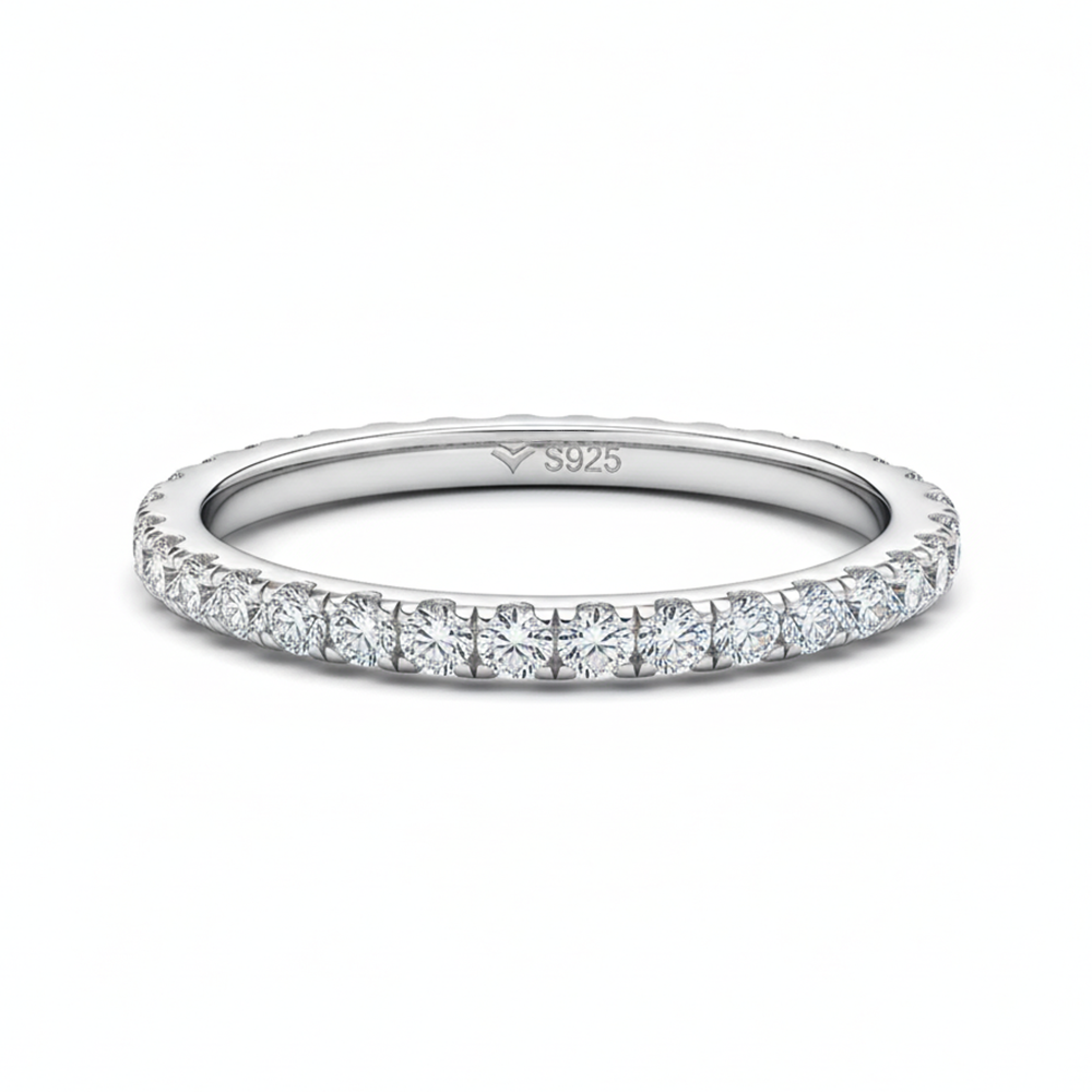 Round Cut Moissanite Gold Plated Full Eternity Ring