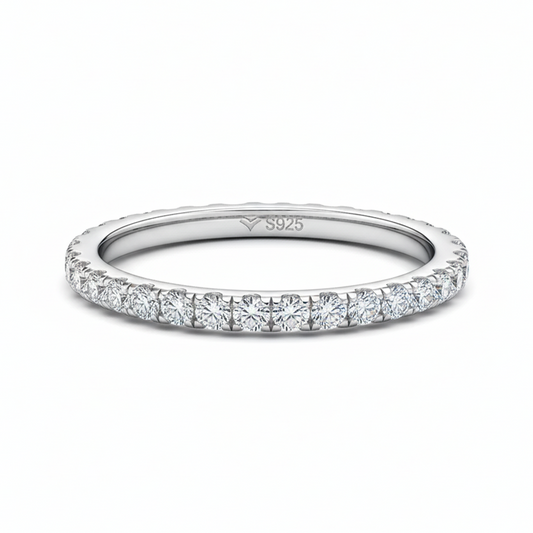 Round Cut Moissanite Gold Plated Full Eternity Ring
