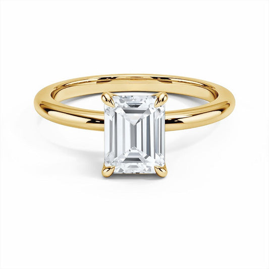Emerald Moissanite Gold Plated Fine Ring