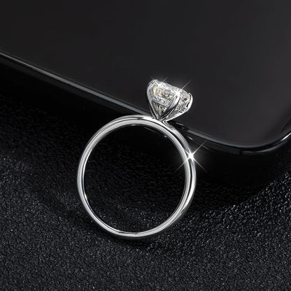 Delicate Oval Moissanite Solitaire Gold Plated Ring