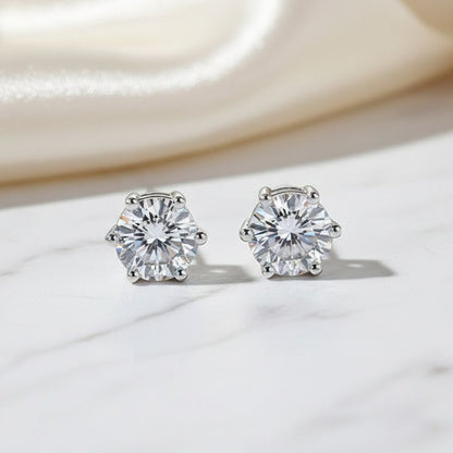Classic Solitaire 6-Prong Moissanite Gold Plated Earrings