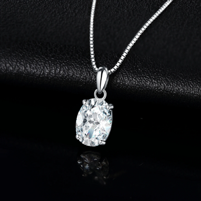 Oval Grace Moissanite White Gold Plated Necklace