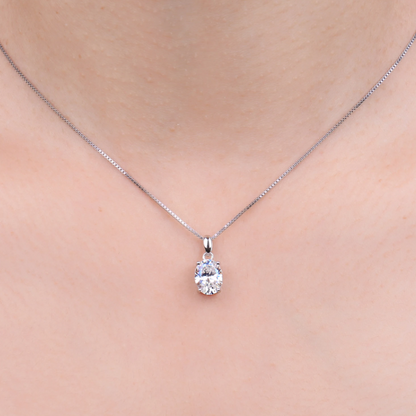 Oval Grace Moissanite White Gold Plated Necklace