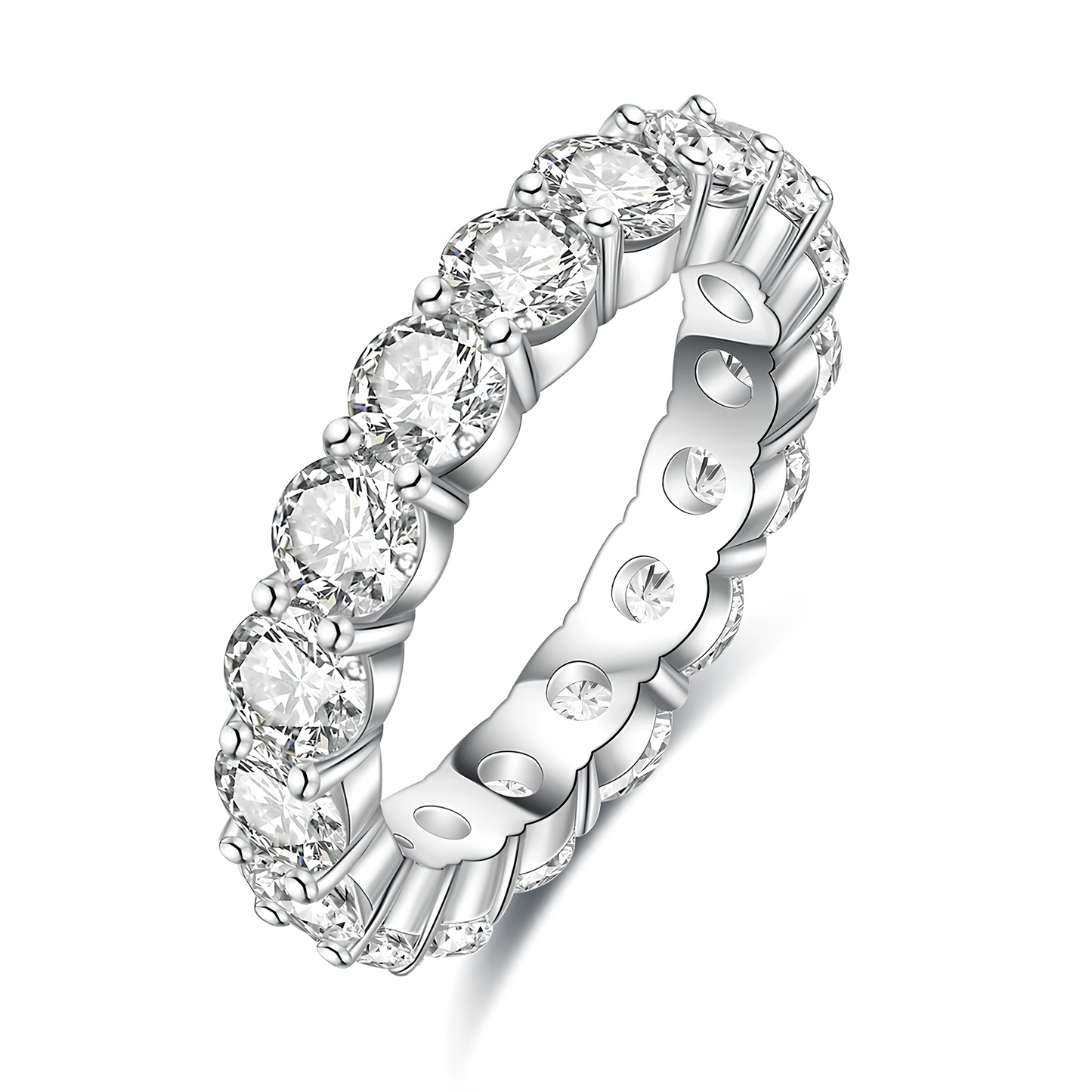 Round Cut Moissanite Gold Plated Full Eternity Ring