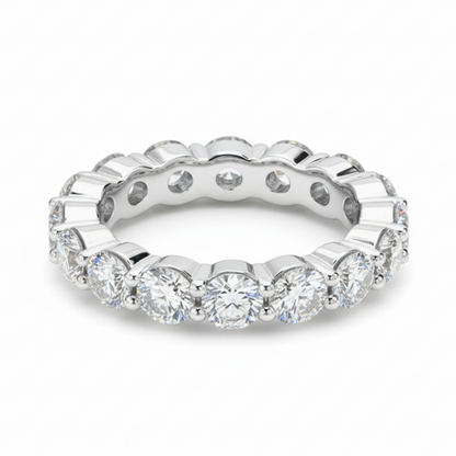 Bague d'éternité complète en moissanite taille ronde plaquée or