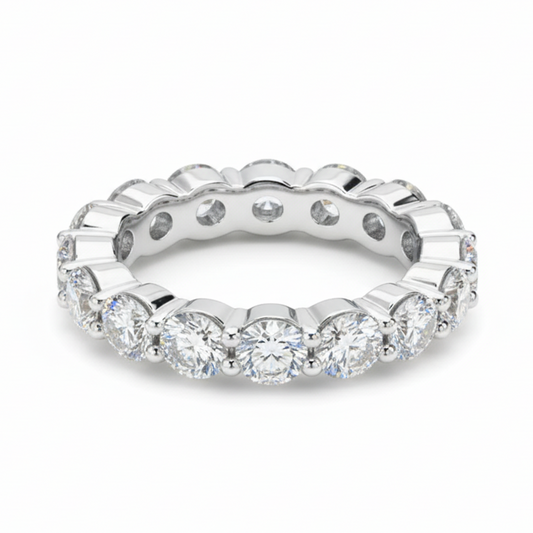 Round Cut Moissanite Gold Plated Full Eternity Ring