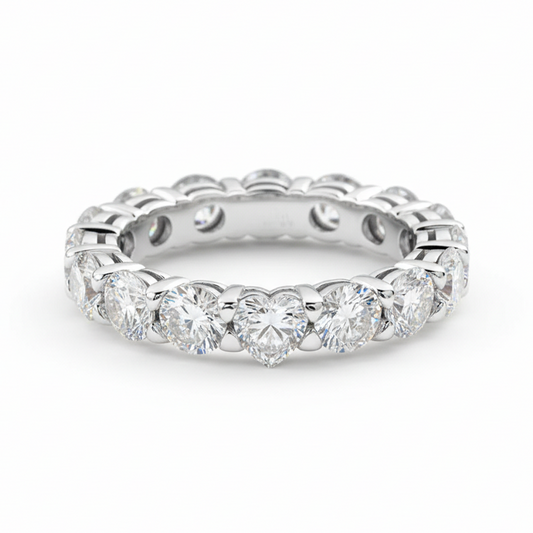 Lovely Heart Cut Moissanite Gold Plated Eternity Ring