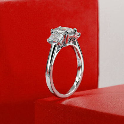 Triplet Emerald Cut Moissanite Gold Plated Ring