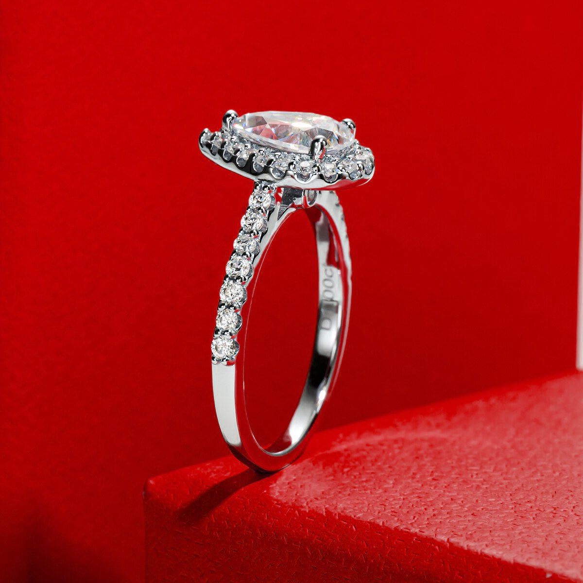 Pear Cut Moissanite Halo Gold Plated Ring