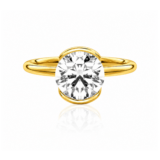 Classic Moissanite Bezel Set Gold Plated Ring