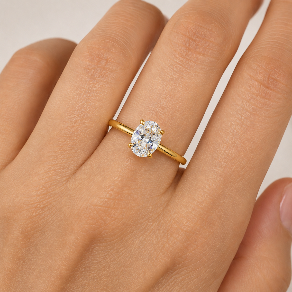 Moissanit Ring Oval Elegance 18 Karat Vergoldet