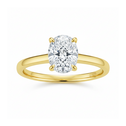 Moissanit Ring Oval Elegance 18 Karat Vergoldet