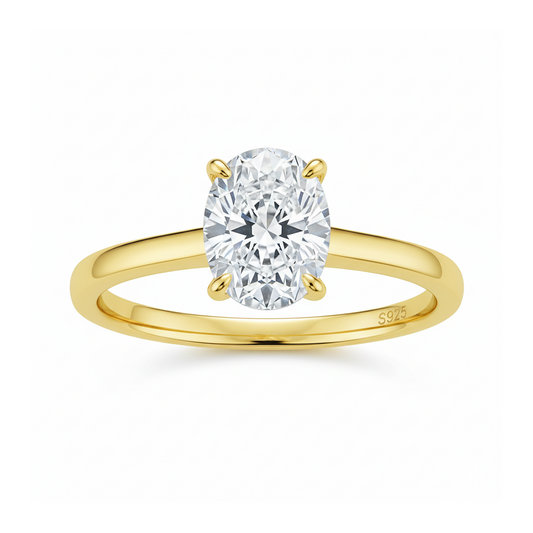 18k Gold-Plated Oval Moissanite Elegance Ring