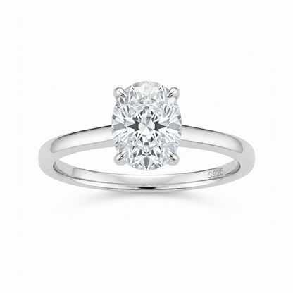 Moissanit Ring Oval Elegance 18 Karat Vergoldet