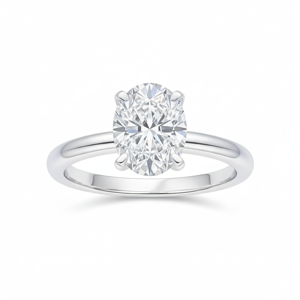 Delicate Oval Moissanite Solitaire Gold Plated Ring
