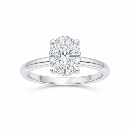 Delicate Oval Moissanite Solitaire Gold Plated Ring