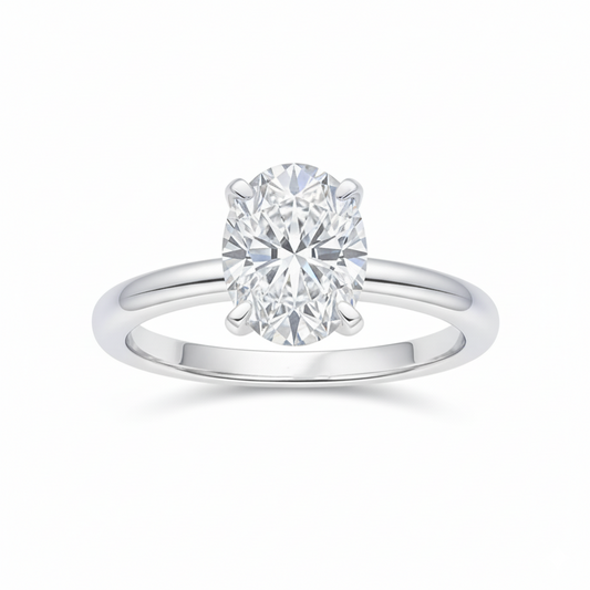 Delicate Oval Moissanite Solitaire Gold Plated Ring