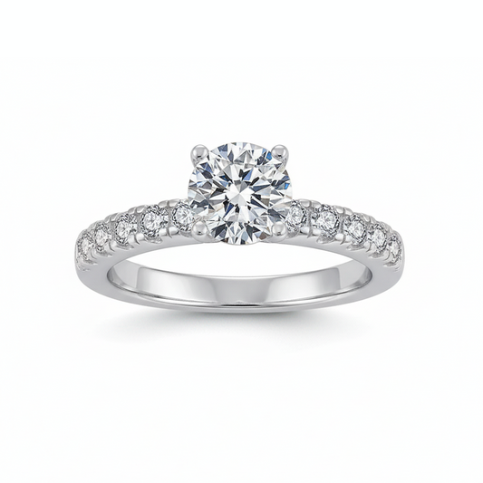 Moissanite Vertex Solitaire Ring 18k Gold Plated