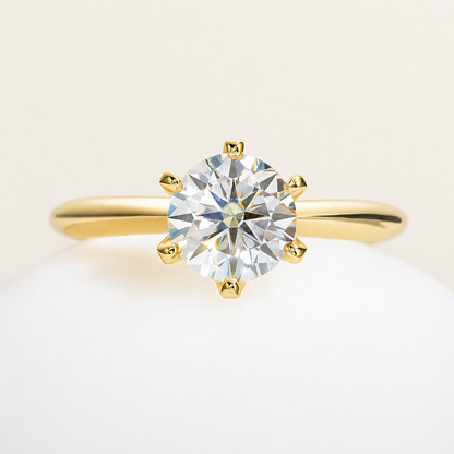 Bague Solitaire en Moissanite Brillante Classique Plaqué Or