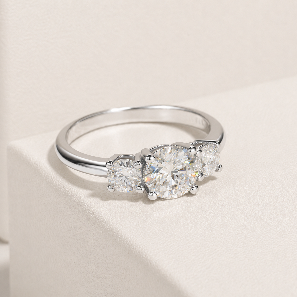 Dreisteiniger Triple Brilliance Moissanit vergoldeter Ring