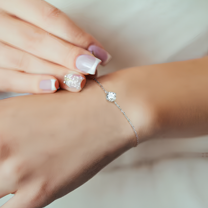 Solitary Shine Moissanite White Gold Plated Bracelet