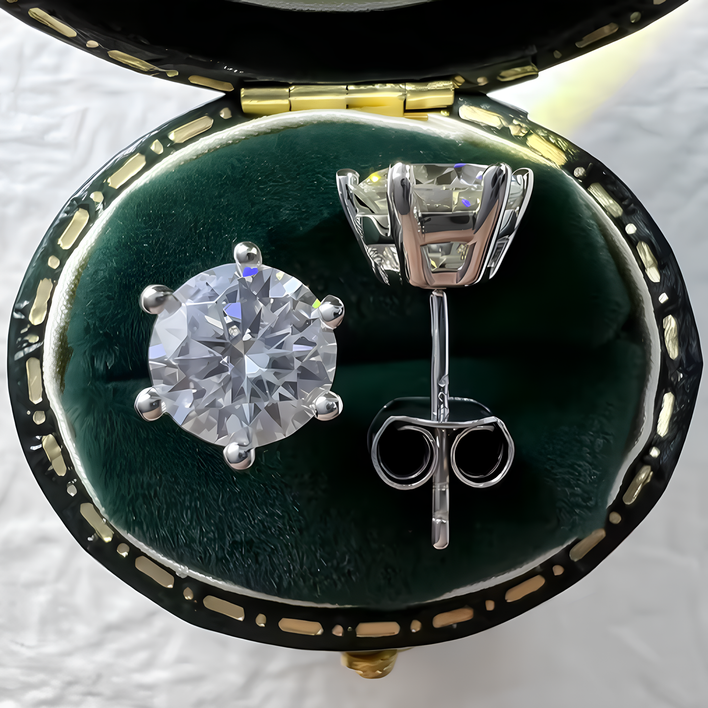 Classic Solitaire 6-Prong Moissanite Gold Plated Earrings