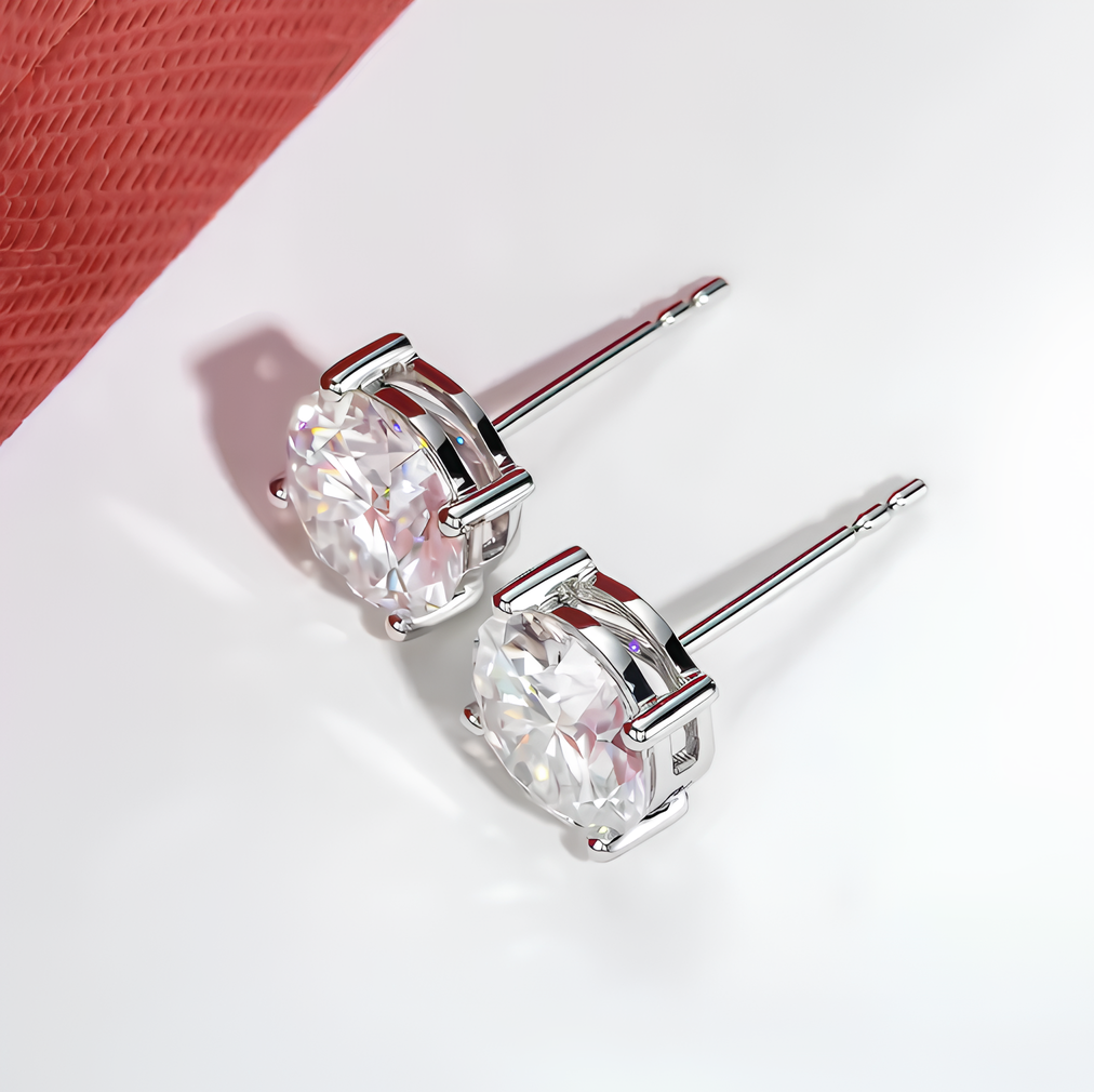 Luxe Solitaire Moissanite Gold Plated Earrings