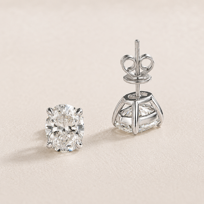 Elegant Oval Moissanite Solitaire Gold Plated Earrings