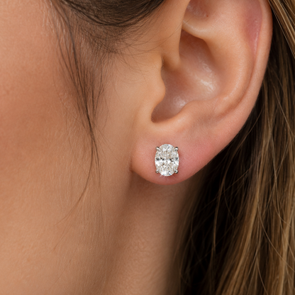 Elegant Oval Moissanite Solitaire Gold Plated Earrings