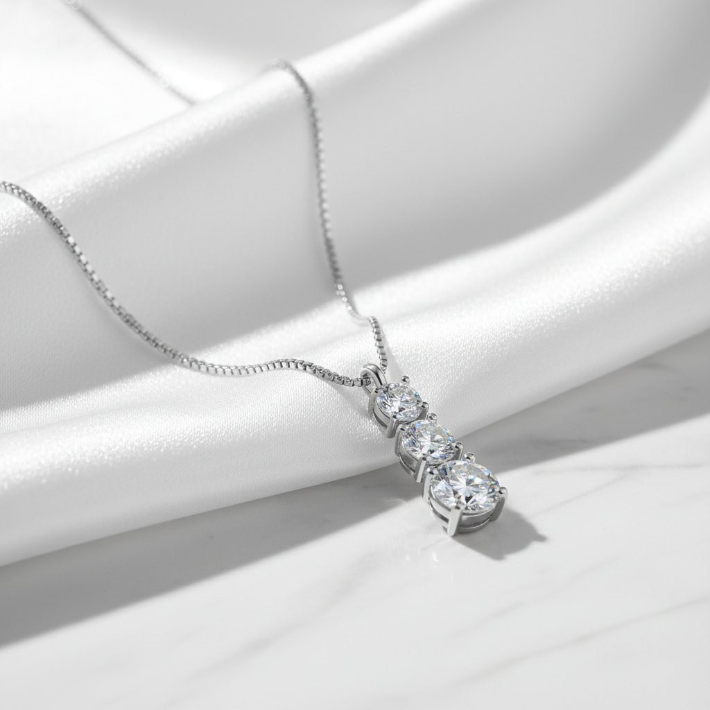 Triple Spark Moissanite Gold Plated Necklace