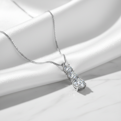 Triple Spark Moissanite Gold Plated Necklace