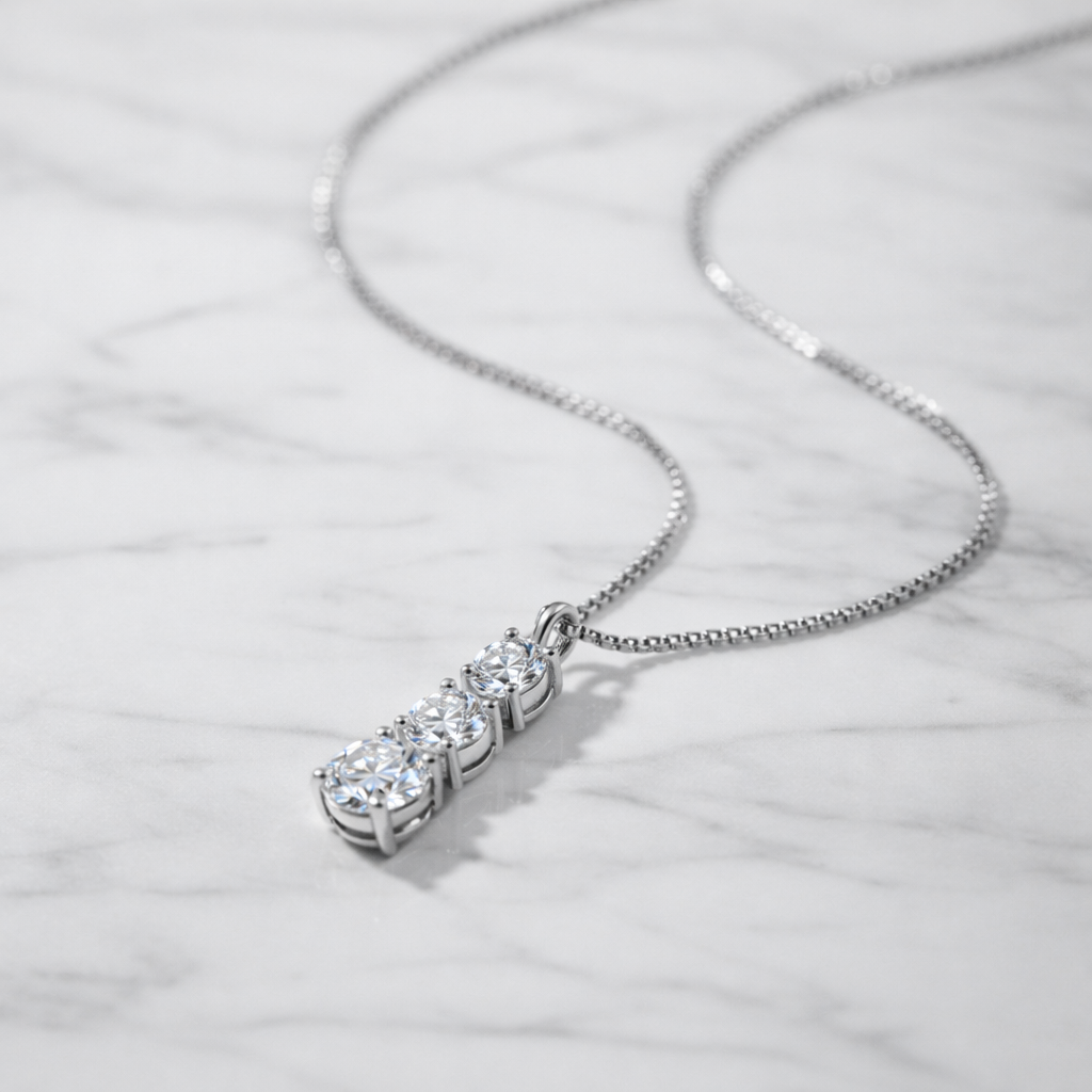 Triple Spark Moissanite Gold Plated Necklace