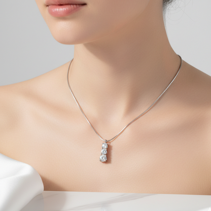 Triple Spark Moissanite Gold Plated Necklace