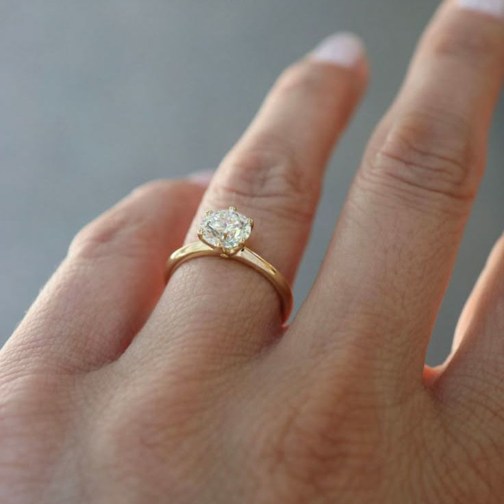 Classic Brilliant Moissanite Solitaire Gold Plated Ring