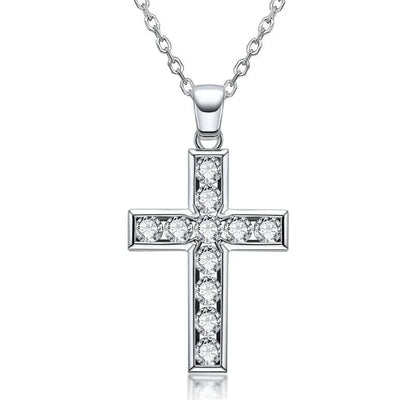 Colar Crucifixo Moissanite Cravejado em Prata - Loratta