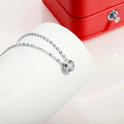 Luminous Spark Moissanite White Gold Plated Necklace