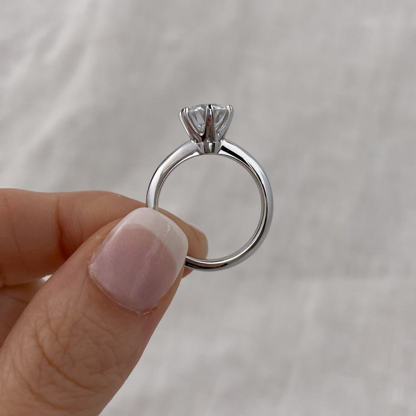 Classic Brilliant Moissanite Solitaire White Gold Plated Ring