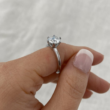 Classic Brilliant Moissanite Solitaire White Gold Plated Ring